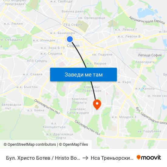 Бул. Христо Ботев / Hristo Botev Blvd. (0385) to Нса Треньорски Факултет map