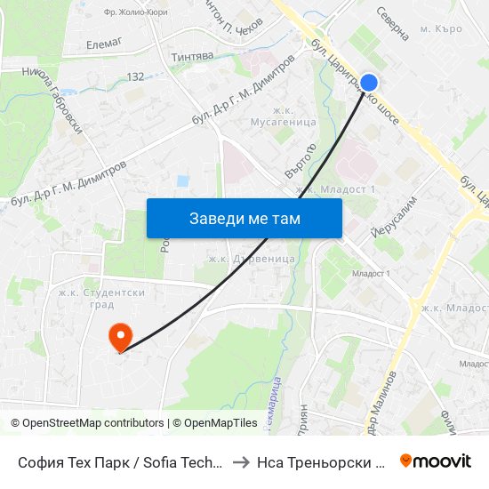 София Тех Парк / Sofia Tech Park (2795) to Нса Треньорски Факултет map