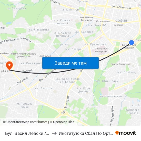 Бул. Васил Левски / Vasil Levski Blvd. (0300) to Институтска Сбал По Ортопедия Проф. Бойчо Бойчев map