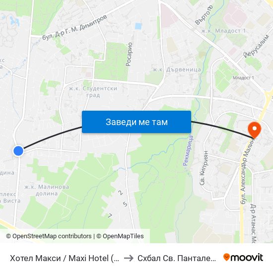 Хотел Макси / Maxi Hotel (2321) to Схбал Св. Панталеймон map