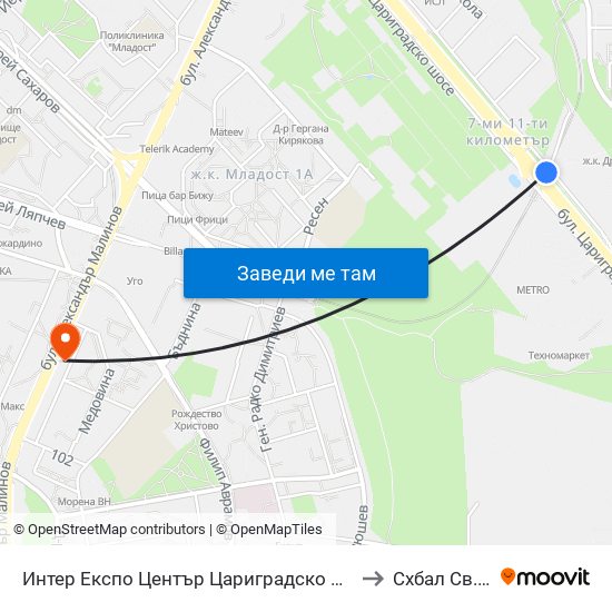 Интер Експо Център Цариградско Шосе / Inter Expo Center – Tsarigradsko Shose to Схбал Св. Панталеймон map