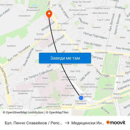 Бул. Пенчо Славейков / Pencho Slaveykov Blvd. (0356) to Медицински Институт На Мвр map