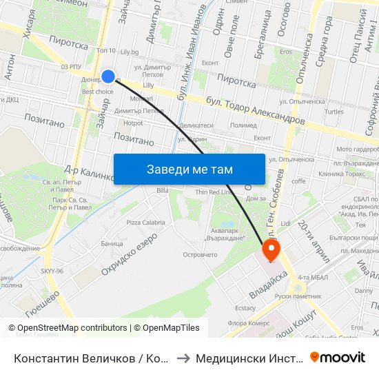 Константин Величков / Konstantin Velichkov to Медицински Институт На Мвр map