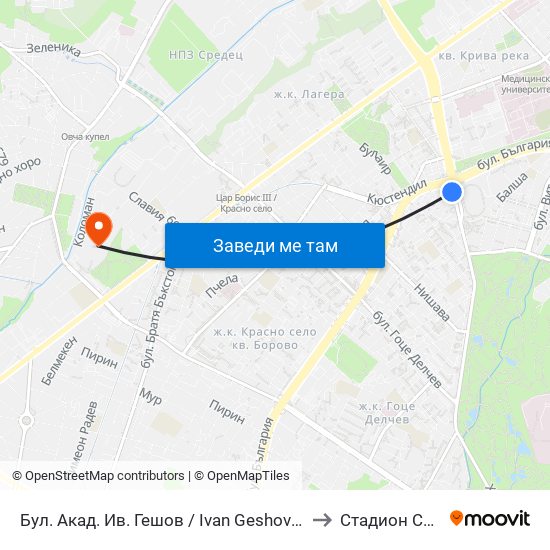 Бул. Акад. Ив. Гешов / Ivan Geshov Blvd. (0270) to Стадион Славия map