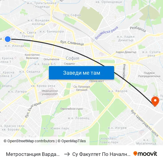 Ⓜ️ Метростанция Вардар / Vardar Metro Station (1044) to Су Факултет По Начална И Предучилищна Педагогика map