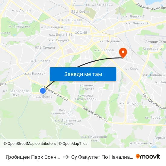 Гробищен Парк Бояна / Boyana Cemetery (0263) to Су Факултет По Начална И Предучилищна Педагогика map