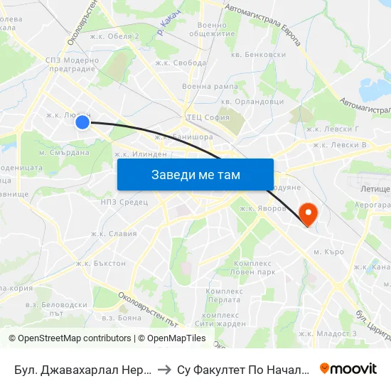 Бул. Джавахарлал Неру / Jawaharlal Nehru Blvd. (0320) to Су Факултет По Начална И Предучилищна Педагогика map