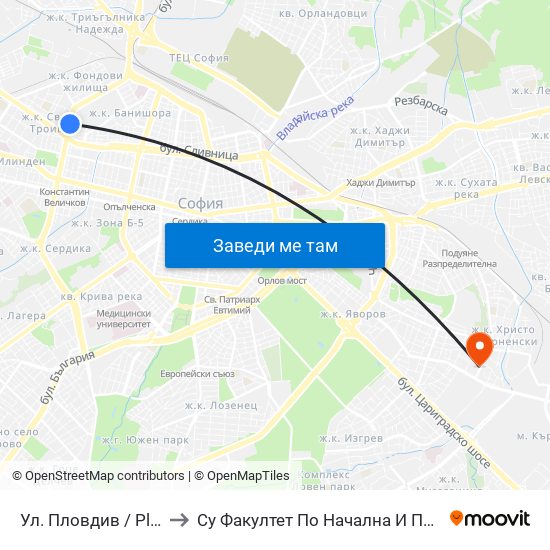 Ул. Пловдив / Plovdiv St. (2421) to Су Факултет По Начална И Предучилищна Педагогика map