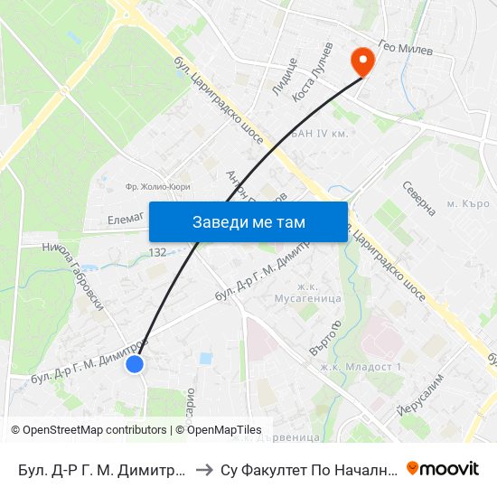 Бул. Д-Р Г. М. Димитров / G. M. Dimitrov Blvd. (0318) to Су Факултет По Начална И Предучилищна Педагогика map