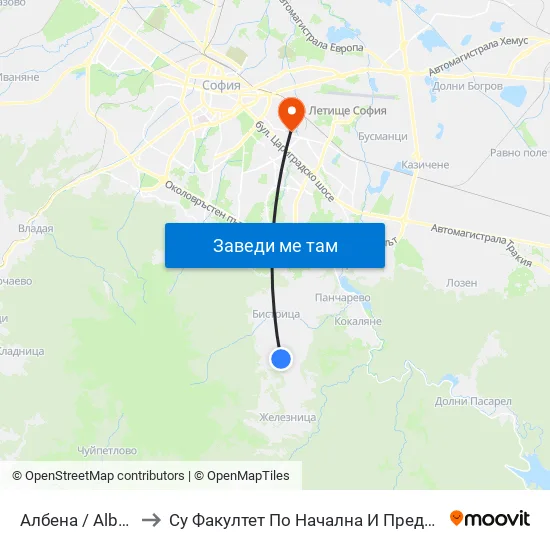 Албена / Albena (0072) to Су Факултет По Начална И Предучилищна Педагогика map