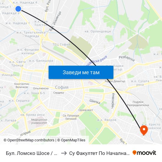 Бул. Ломско Шосе / Lomsko Shose Blvd. (0332) to Су Факултет По Начална И Предучилищна Педагогика map