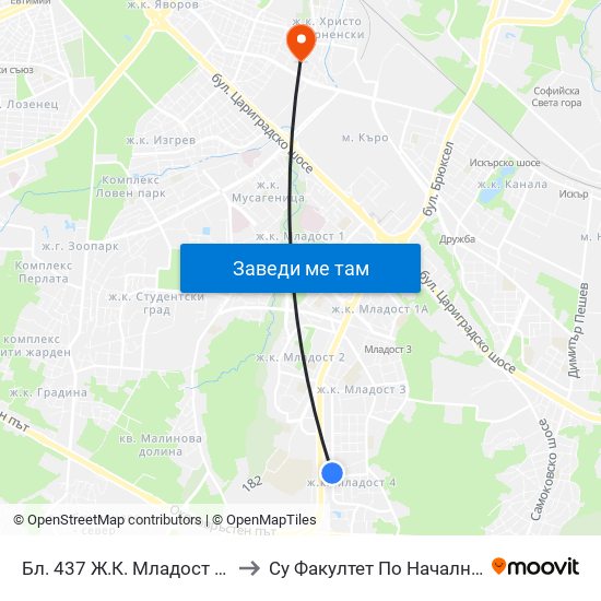 Бл. 437 Ж.К. Младост 4 / Bl. 437, Mladost 4 Qr. (0220) to Су Факултет По Начална И Предучилищна Педагогика map