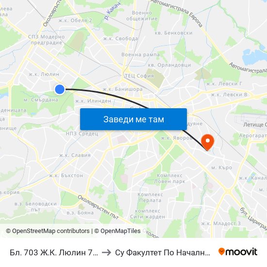 Бл. 703 Ж.К. Люлин 7 / Bl. 703, Lyulin 7 Qr. (1107) to Су Факултет По Начална И Предучилищна Педагогика map