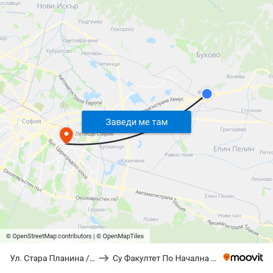 Ул. Стара Планина / Stara Planina St. (2184) to Су Факултет По Начална И Предучилищна Педагогика map