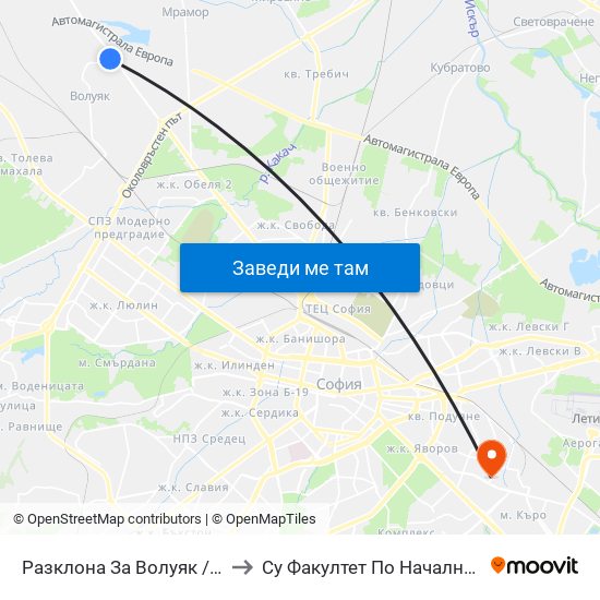 Разклона За Волуяк / Fork Road To Voluyak (1215) to Су Факултет По Начална И Предучилищна Педагогика map