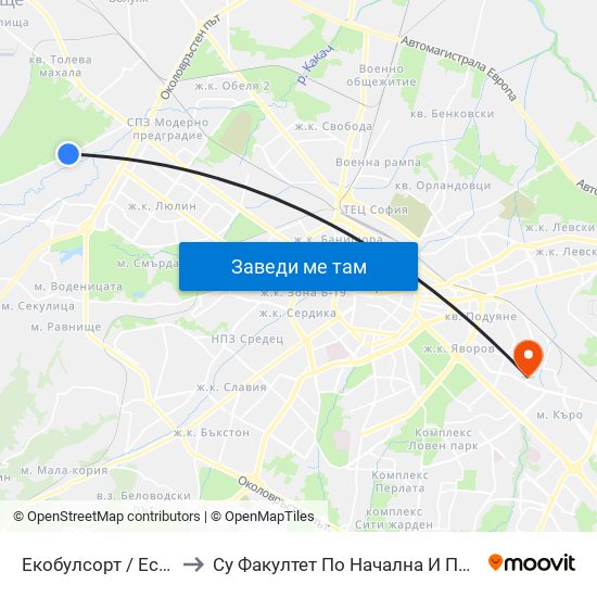 Екобулсорт / Ecobulsort (2521) to Су Факултет По Начална И Предучилищна Педагогика map