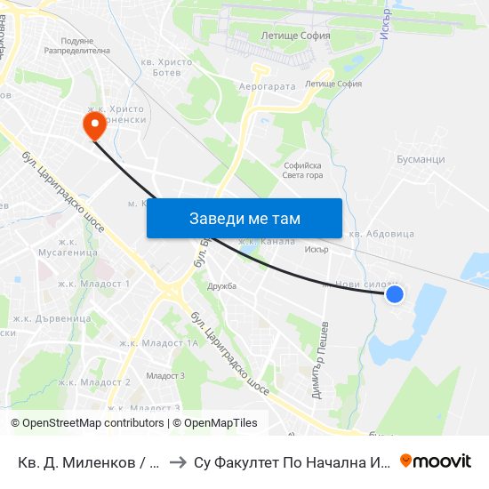 Кв. Д. Миленков / D. Milenkov Qr. (0833) to Су Факултет По Начална И Предучилищна Педагогика map