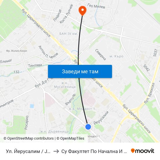 Ул. Йерусалим / Jerusalem St. (2471) to Су Факултет По Начална И Предучилищна Педагогика map