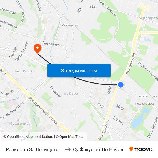 Разклона За Летището / Fork Road To Sofia Airport (1451) to Су Факултет По Начална И Предучилищна Педагогика map