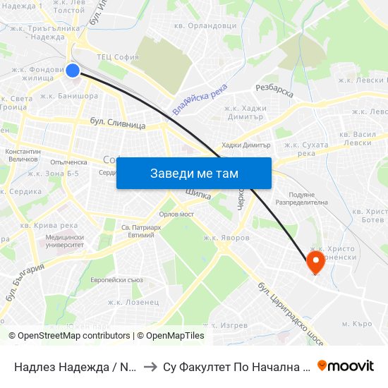 Надлез Надежда / Nadezhda Overpass (1113) to Су Факултет По Начална И Предучилищна Педагогика map