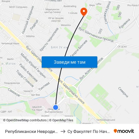 Републикански Невродиспансер / National Neurology Clinic (0492) to Су Факултет По Начална И Предучилищна Педагогика map