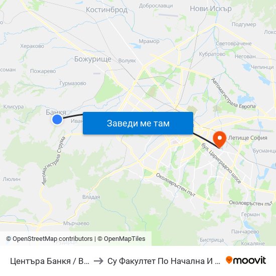 Центъра Банкя / Bankya Centre (0502) to Су Факултет По Начална И Предучилищна Педагогика map
