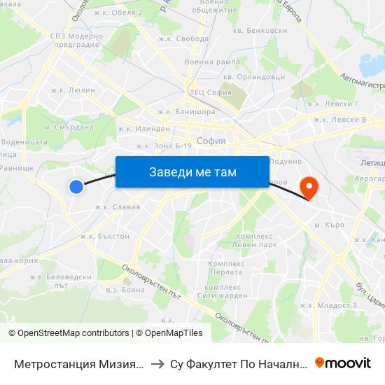 Метростанция Мизия / Moesia Metro Station (0813) to Су Факултет По Начална И Предучилищна Педагогика map