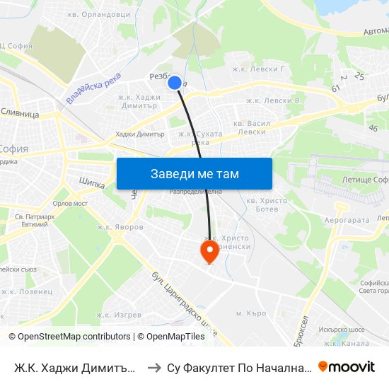 Ж.К. Хаджи Димитър / Hadzhi Dimitar Qr. (0691) to Су Факултет По Начална И Предучилищна Педагогика map