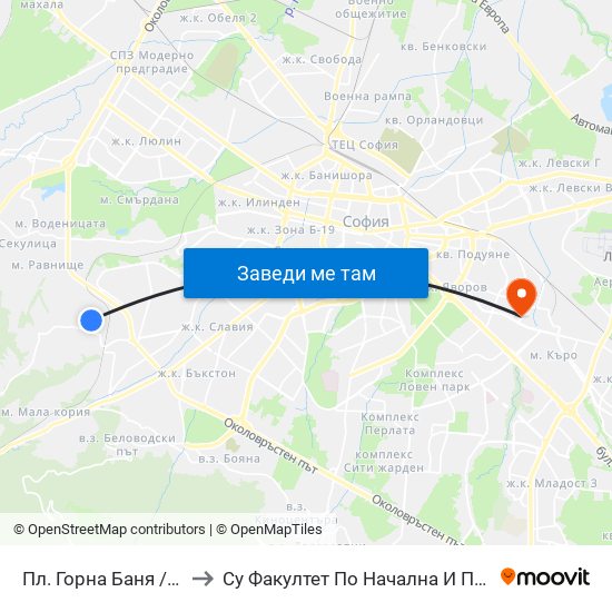 Пл. Горна Баня / Gorna Banya Sq. to Су Факултет По Начална И Предучилищна Педагогика map