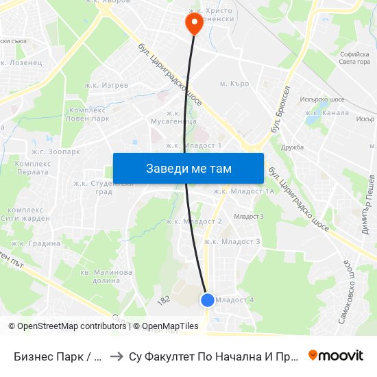 Бизнес Парк / Business Park to Су Факултет По Начална И Предучилищна Педагогика map