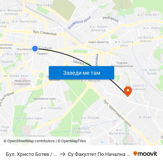 Бул. Христо Ботев / Hristo Botev Blvd. (6406) to Су Факултет По Начална И Предучилищна Педагогика map