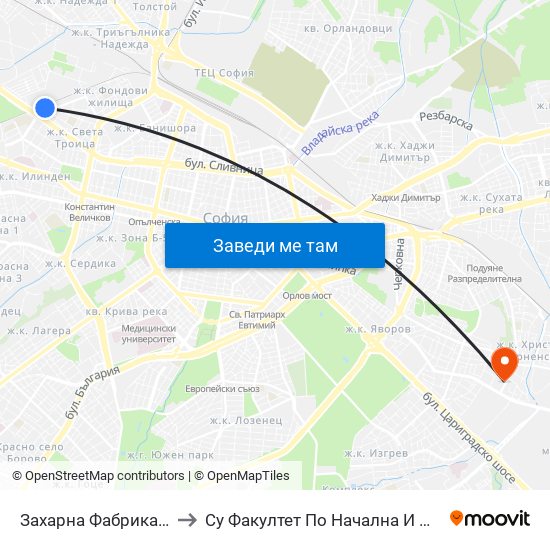 Захарна Фабрика / Zaharna Fabrika to Су Факултет По Начална И Предучилищна Педагогика map