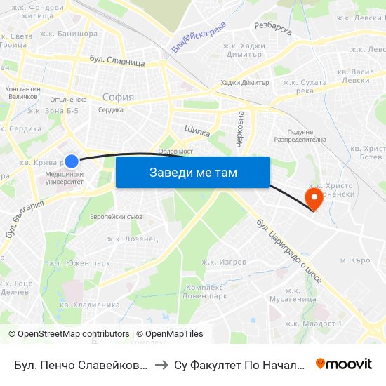 Бул. Пенчо Славейков / Pencho Slaveykov Blvd. (0355) to Су Факултет По Начална И Предучилищна Педагогика map