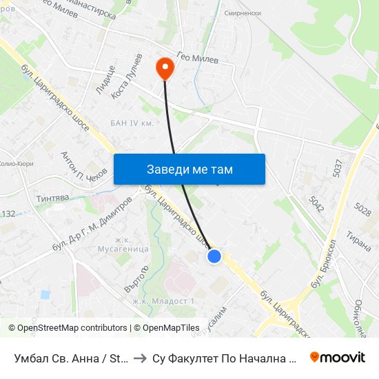 Умбал Св. Анна / St. Anna Hospital (1193) to Су Факултет По Начална И Предучилищна Педагогика map