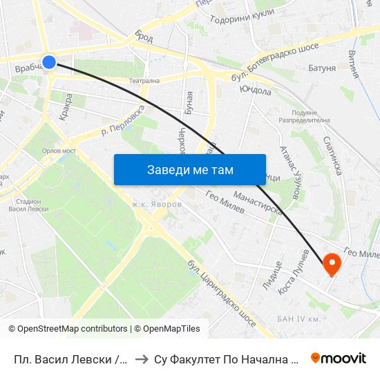 Пл. Васил Левски / Vasil Levski Sq. (1241) to Су Факултет По Начална И Предучилищна Педагогика map