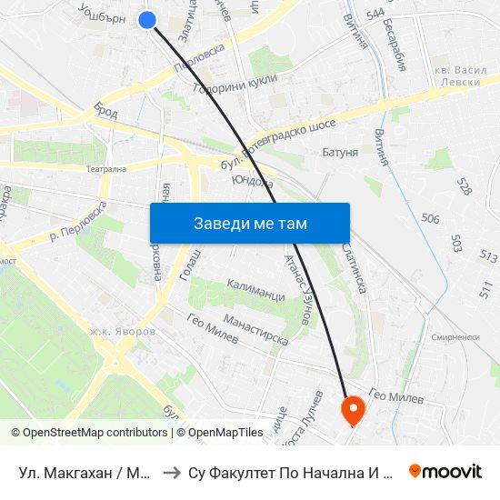 Ул. Макгахан / Macgahan St. (2481) to Су Факултет По Начална И Предучилищна Педагогика map