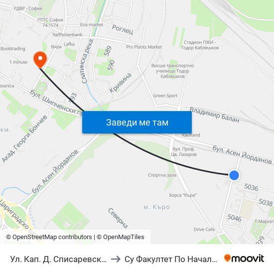 Ул. Кап. Д. Списаревски / Capt. S. Spisarevski St. (1986) to Су Факултет По Начална И Предучилищна Педагогика map