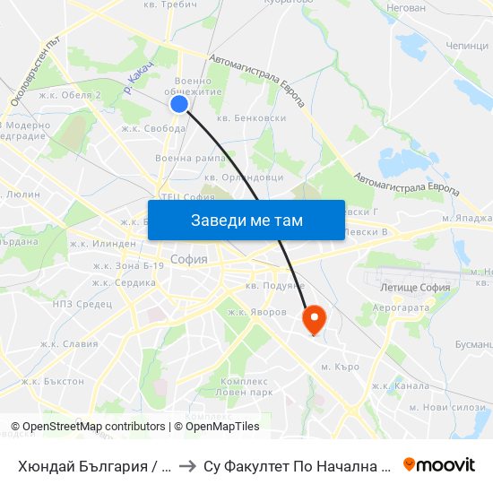 Хюндай България / Hyundai Bulgaria (6239) to Су Факултет По Начална И Предучилищна Педагогика map