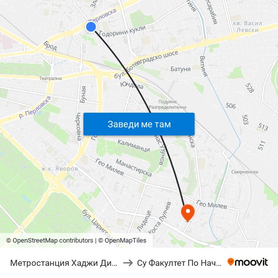Метростанция Хаджи Димитър / Hadzhi Dimitar Metro Station (2821) to Су Факултет По Начална И Предучилищна Педагогика map
