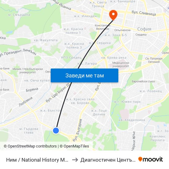Ним / National History Museum (1464) to Диагностичен Център Пансанус map