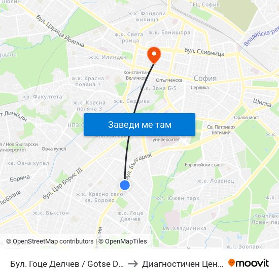 Бул. Гоце Делчев / Gotse Delchev Blvd. (0314) to Диагностичен Център Пансанус map