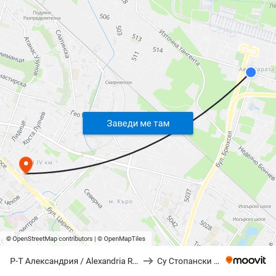 Р-Т Александрия / Alexandria Restaurant (1462) to Су Стопански Факултет map