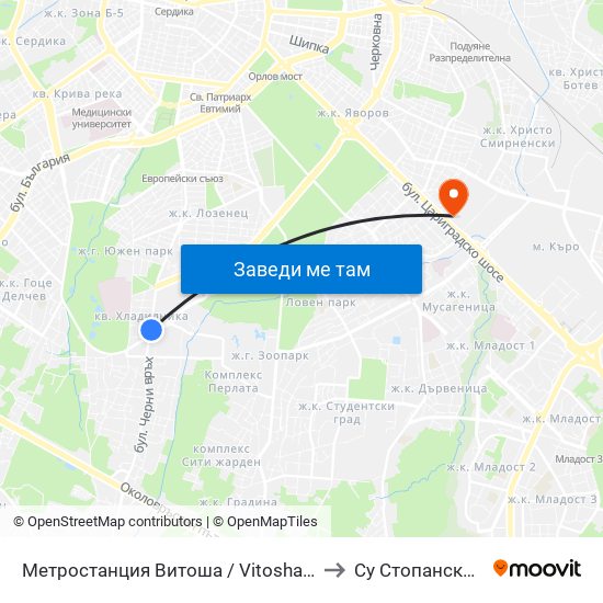 Метростанция Витоша / Vitosha Metro Station (2654) to Су Стопански Факултет map
