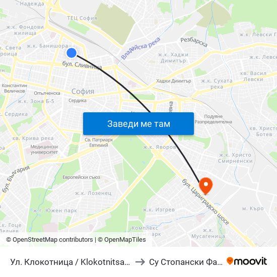 Ул. Клокотница / Klokotnitsa St. (1994) to Су Стопански Факултет map