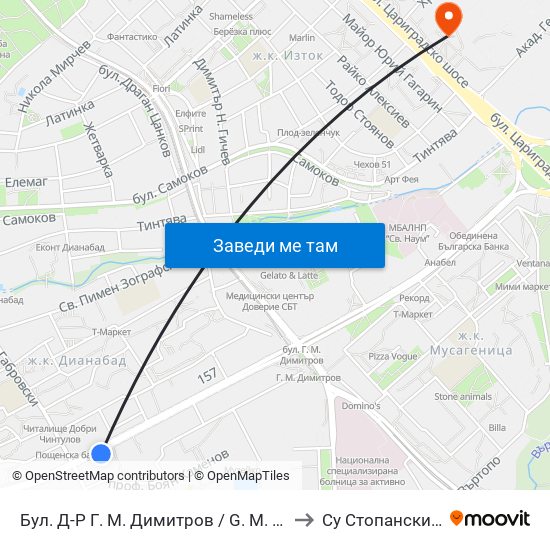 Бул. Д-Р Г. М. Димитров / G. M. Dimitrov Blvd. (0316) to Су Стопански Факултет map