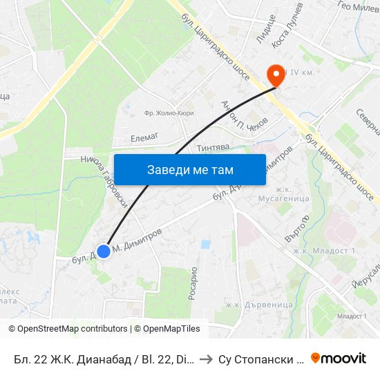 Бл. 22 Ж.К. Дианабад / Bl. 22, Dianabad Qr. (0124) to Су Стопански Факултет map