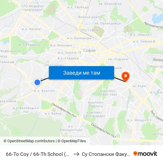 66-То Соу / 66-Th School (0041) to Су Стопански Факултет map