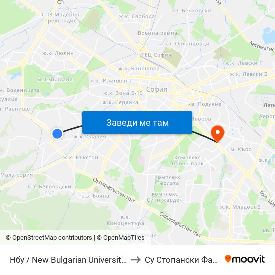 Нбу / New Bulgarian University (0069) to Су Стопански Факултет map