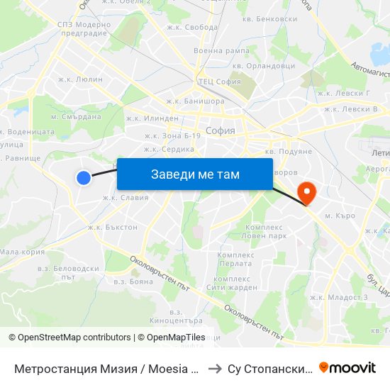 Метростанция Мизия / Moesia Metro Station (0361) to Су Стопански Факултет map