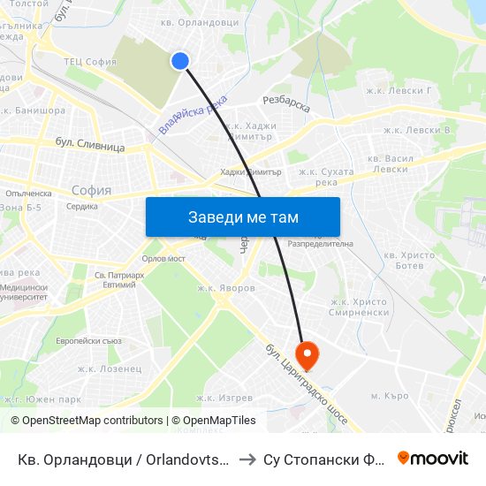 Кв. Орландовци / Orlandovtsi Qr. (0887) to Су Стопански Факултет map
